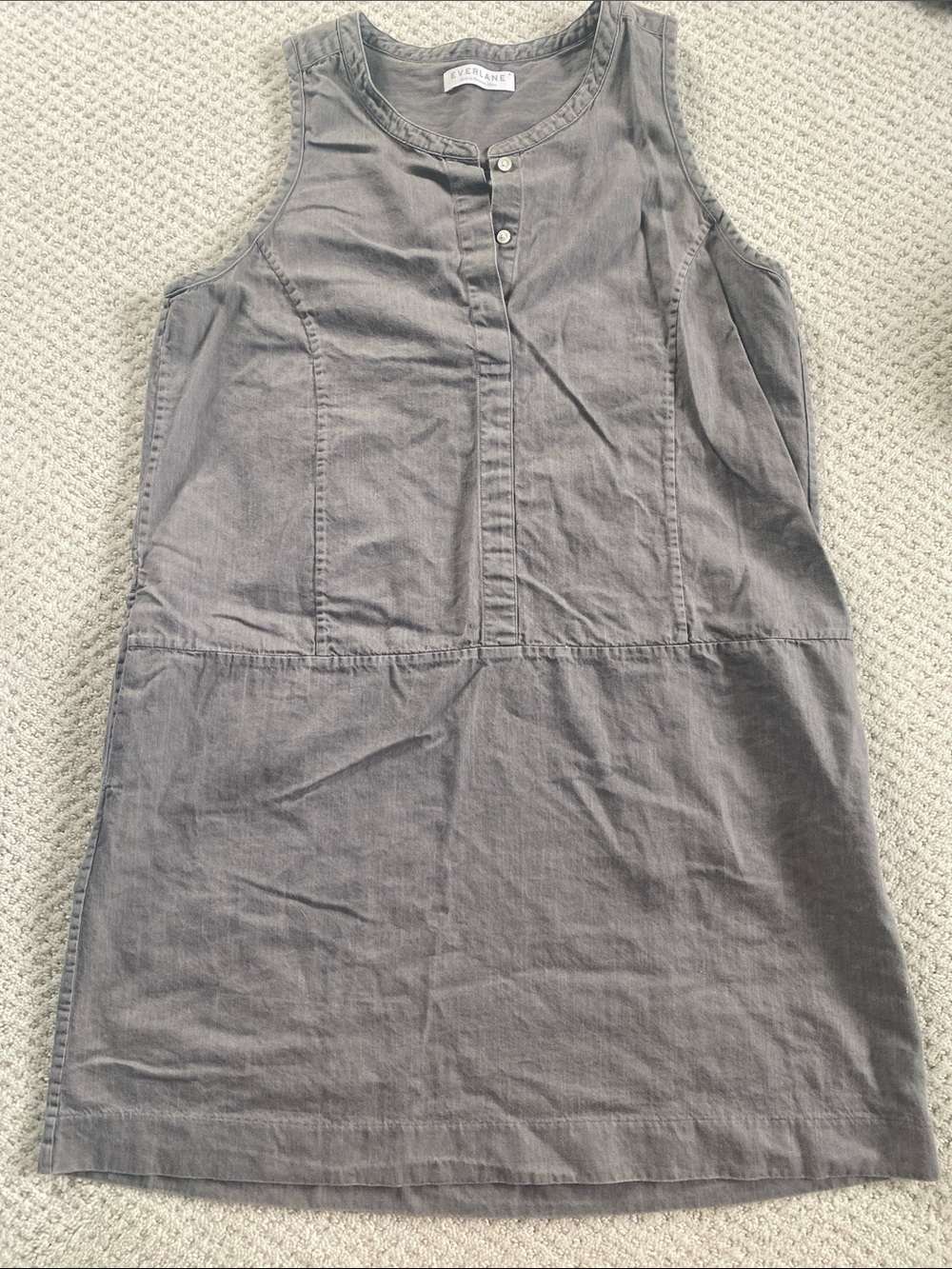 Everlane Gray Sleeveless Henley Shift Dress, size medium